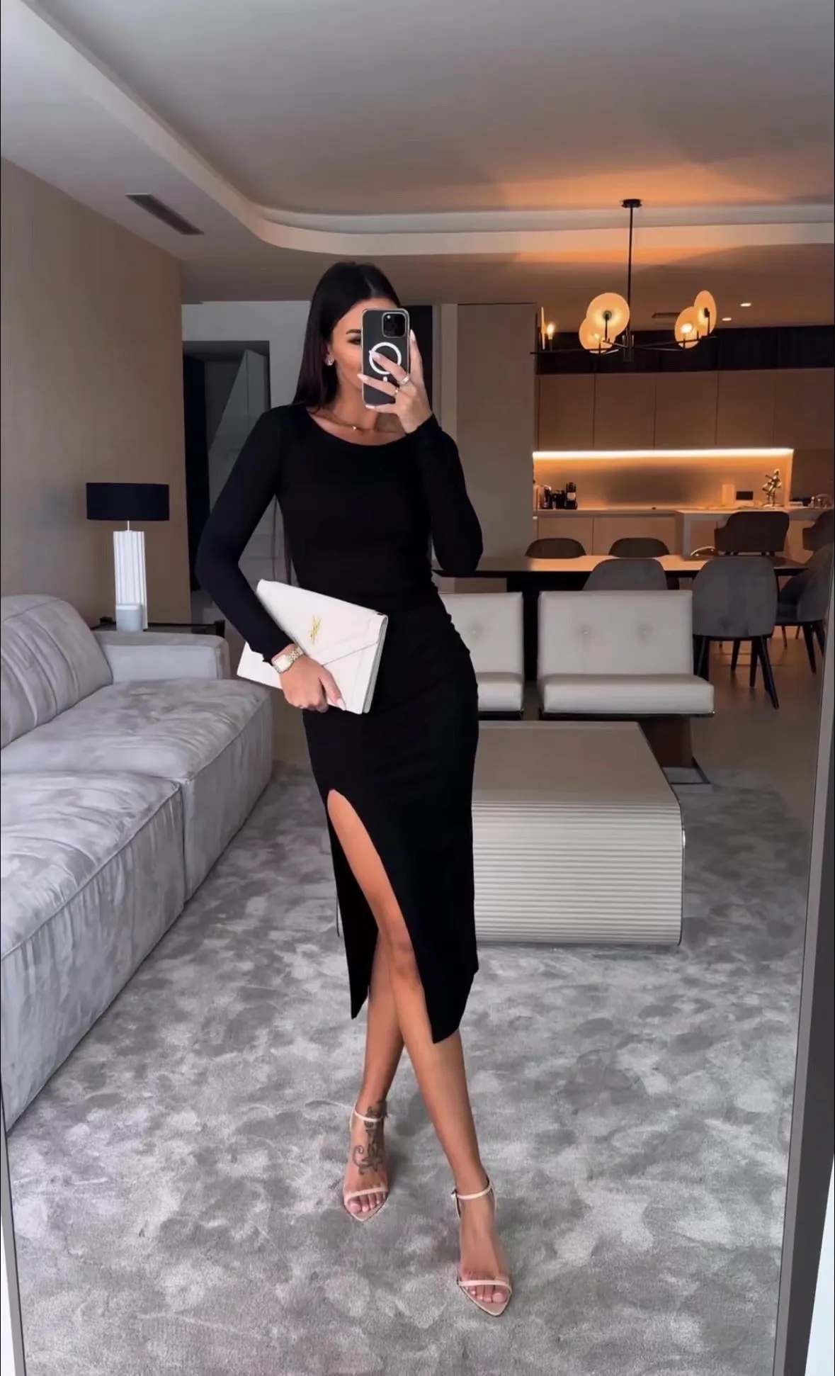 2024ss sexy solid color split dress