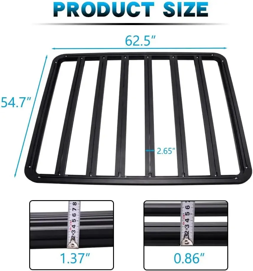 63" x 55" Aluminum Car Roof Platform for Jeep Wrangler Gladiator