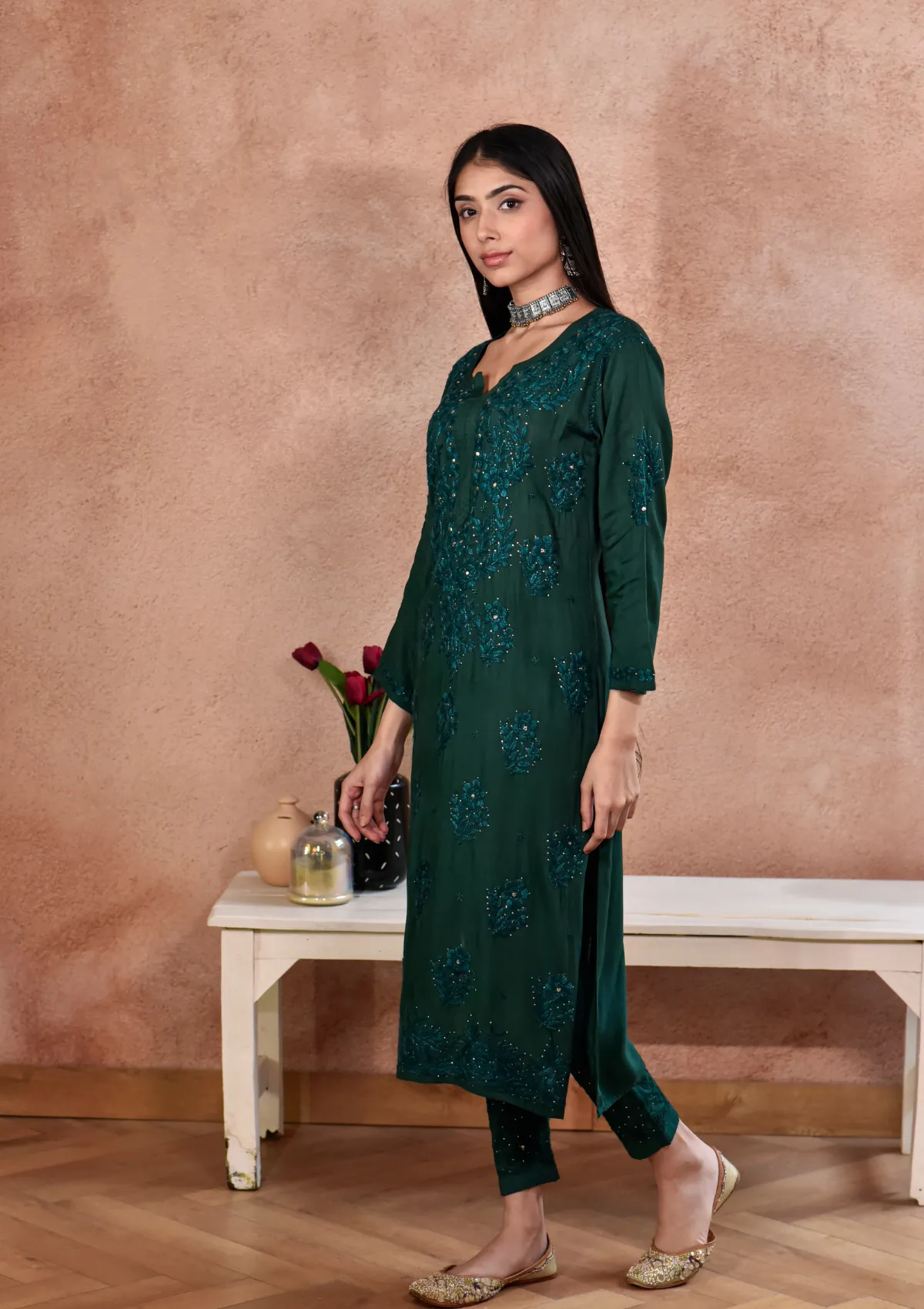 Afifa Rayon Kurta with Cotton Pant Set
