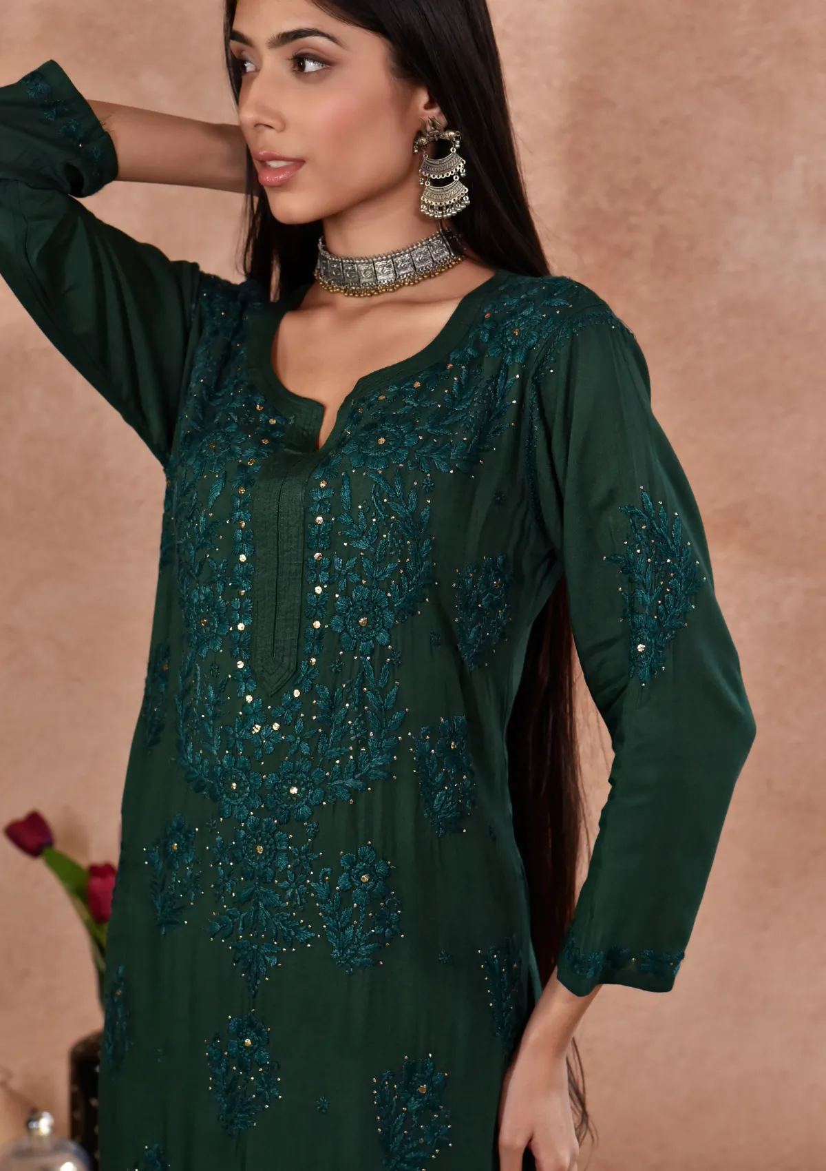 Afifa Rayon Kurta with Cotton Pant Set