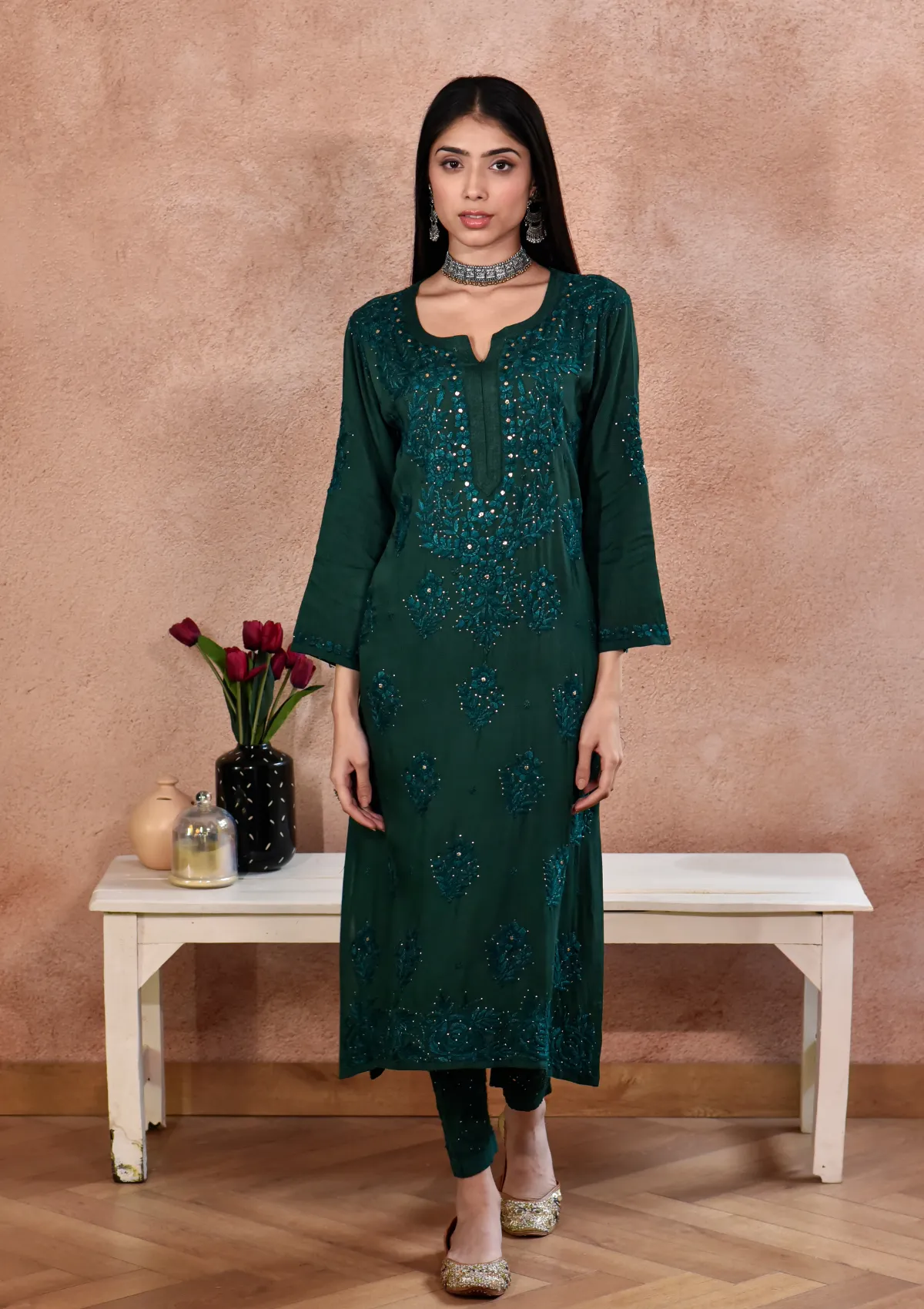 Afifa Rayon Kurta with Cotton Pant Set