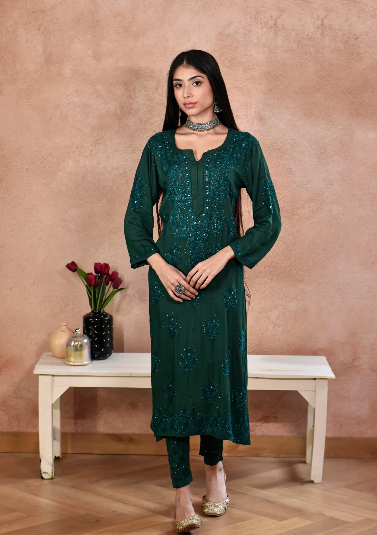 Afifa Rayon Kurta with Cotton Pant Set