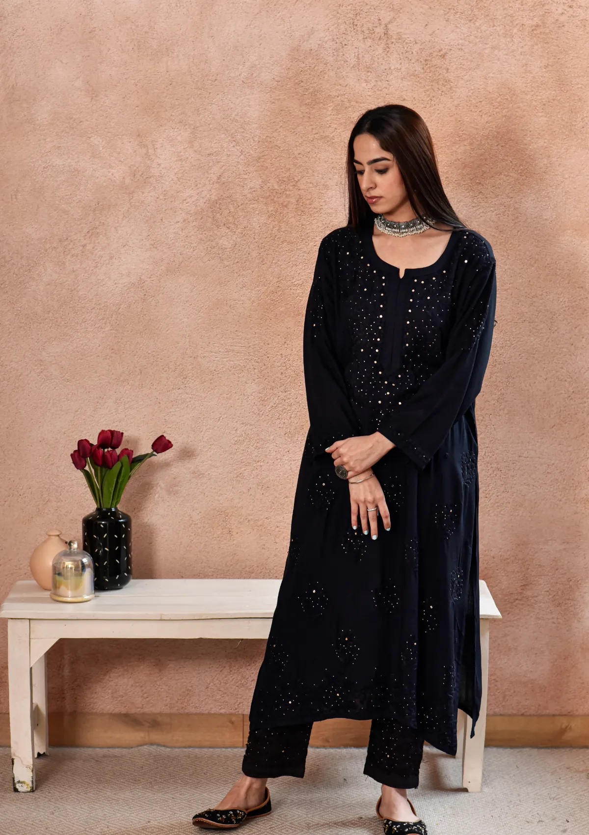 Afifa Rayon Kurta with Cotton Pant Set