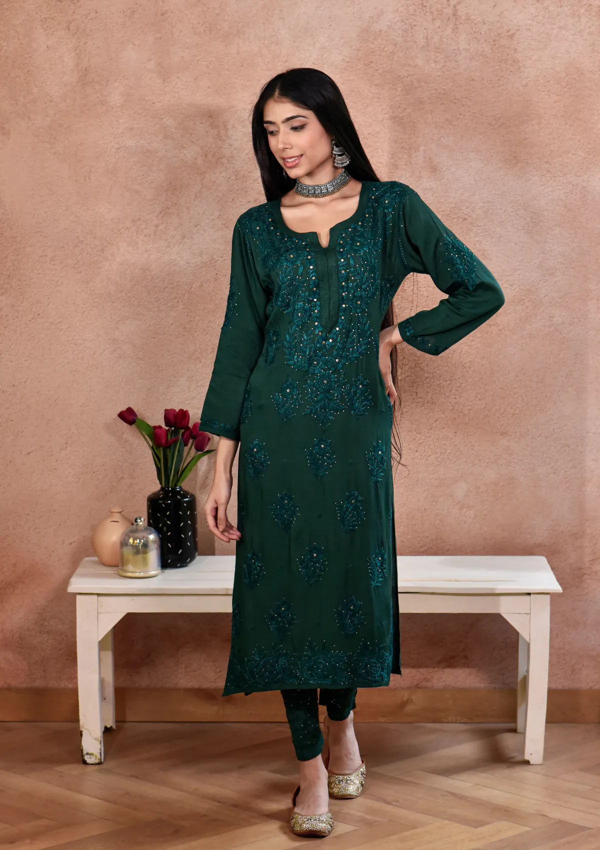 Afifa Rayon Kurta with Cotton Pant Set