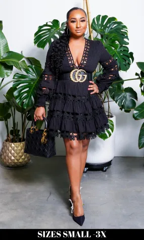 Baby Doll | Embroidery Dress - Black