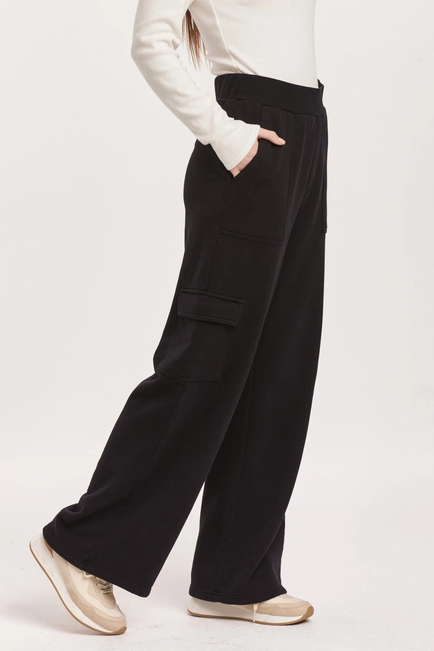 BECCA HIGH RISE CARGO PANTS BLACK