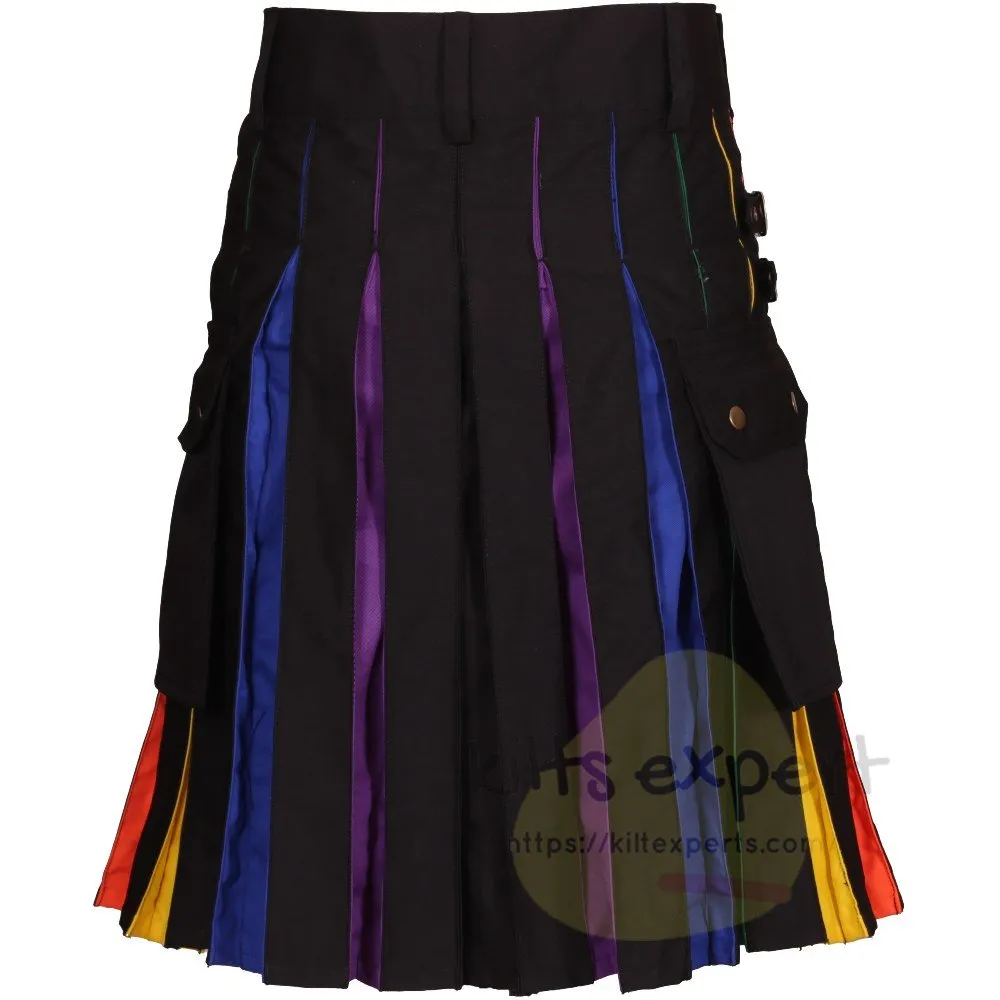 Black Rainbow Utility Kilt For Men