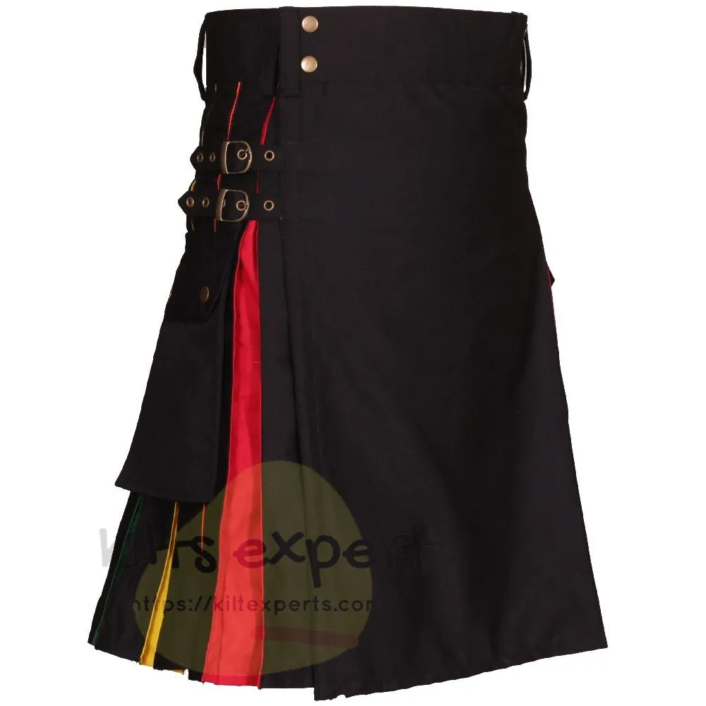 Black Rainbow Utility Kilt For Men