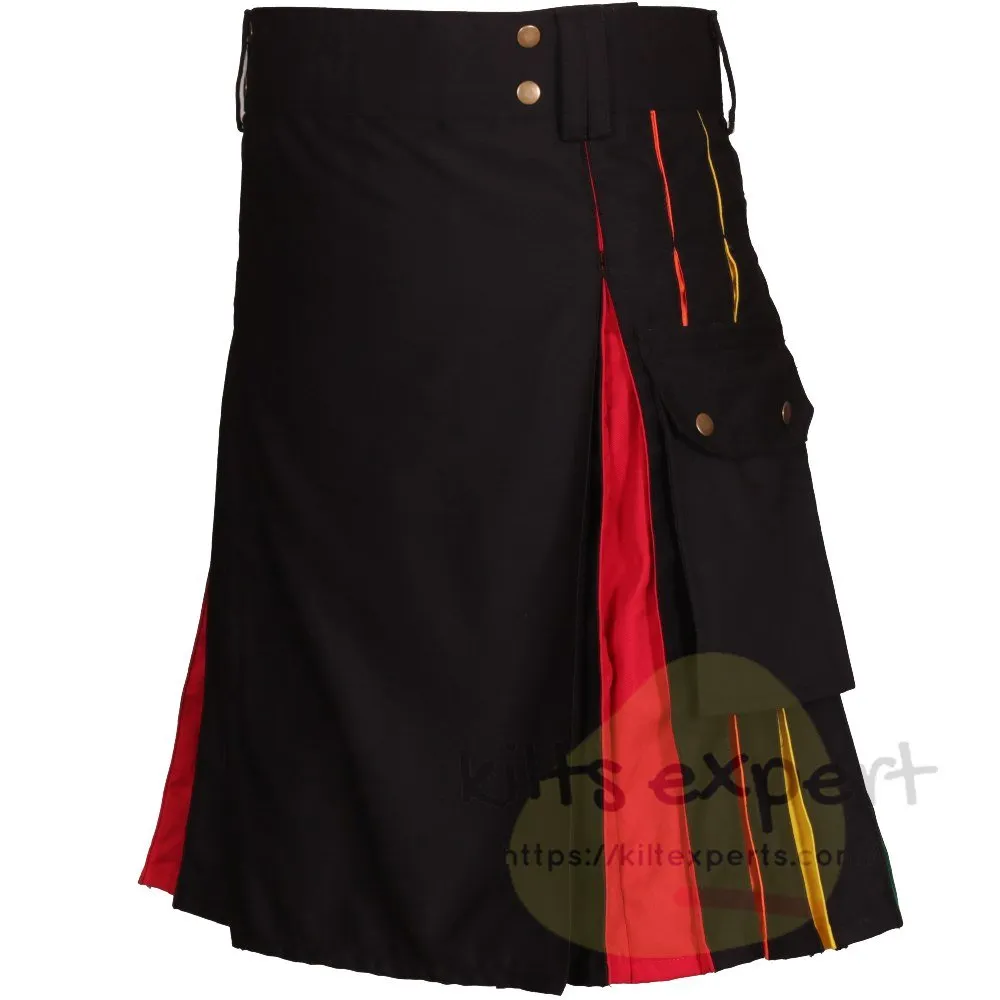 Black Rainbow Utility Kilt For Men