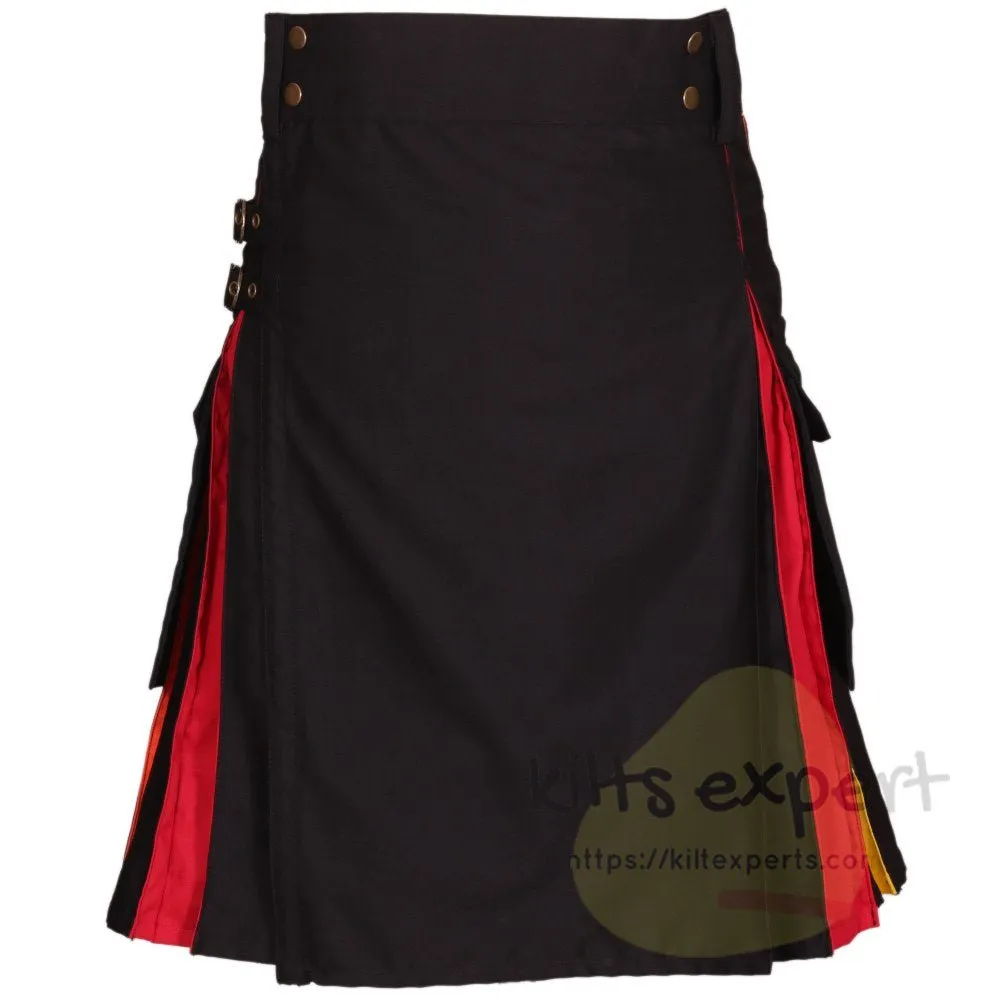 Black Rainbow Utility Kilt For Men