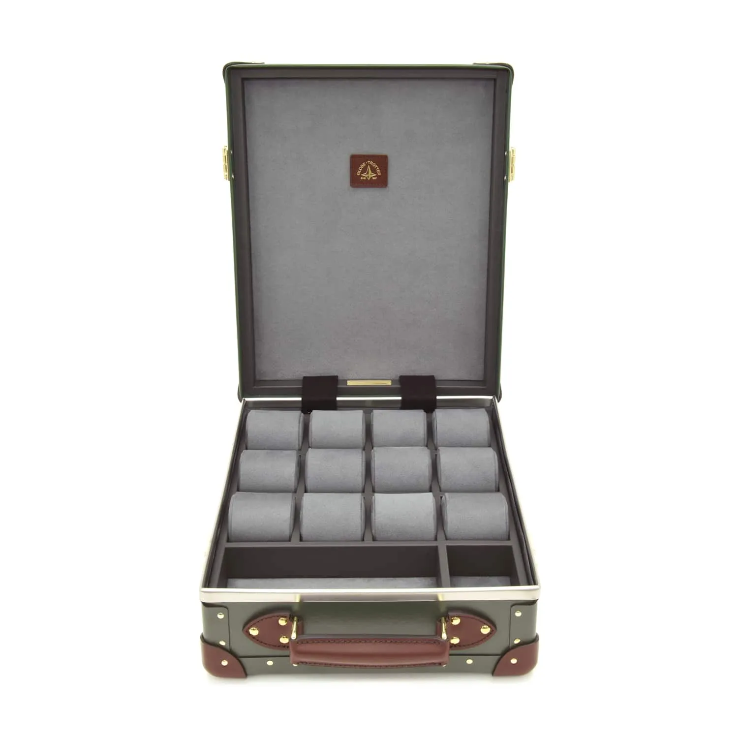 Centenary · 12-Slot Watch Case | Green/Brown
