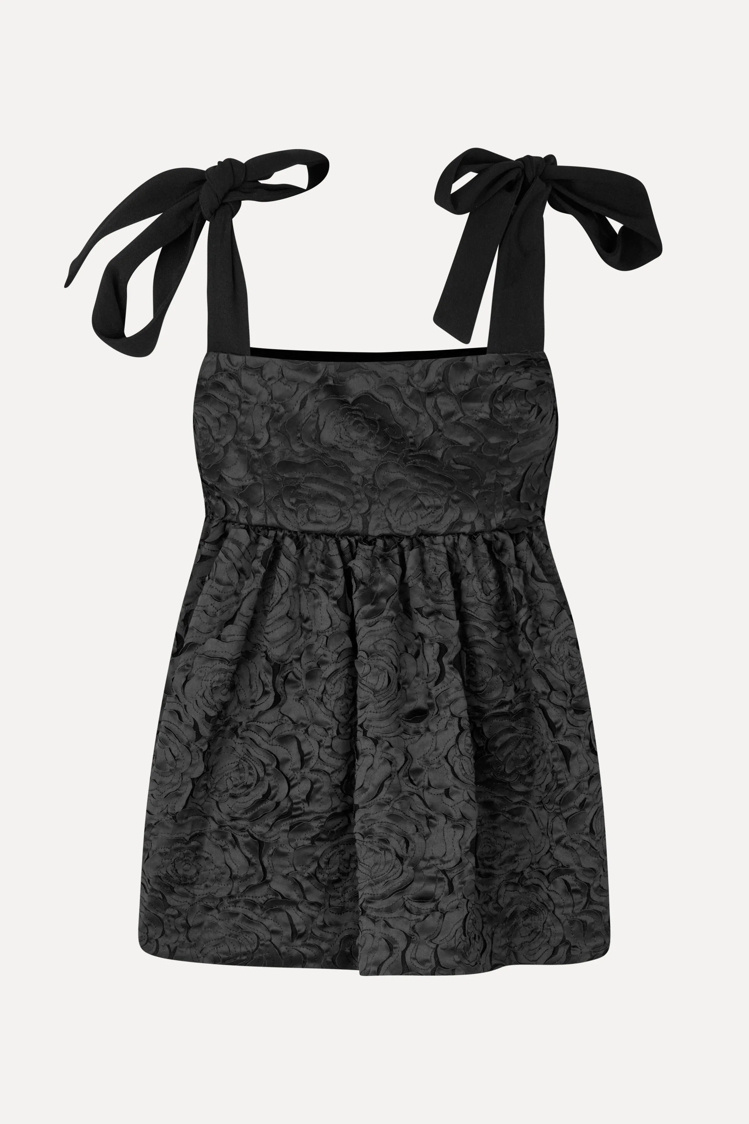 Contrasted Tie Top - Jet Black