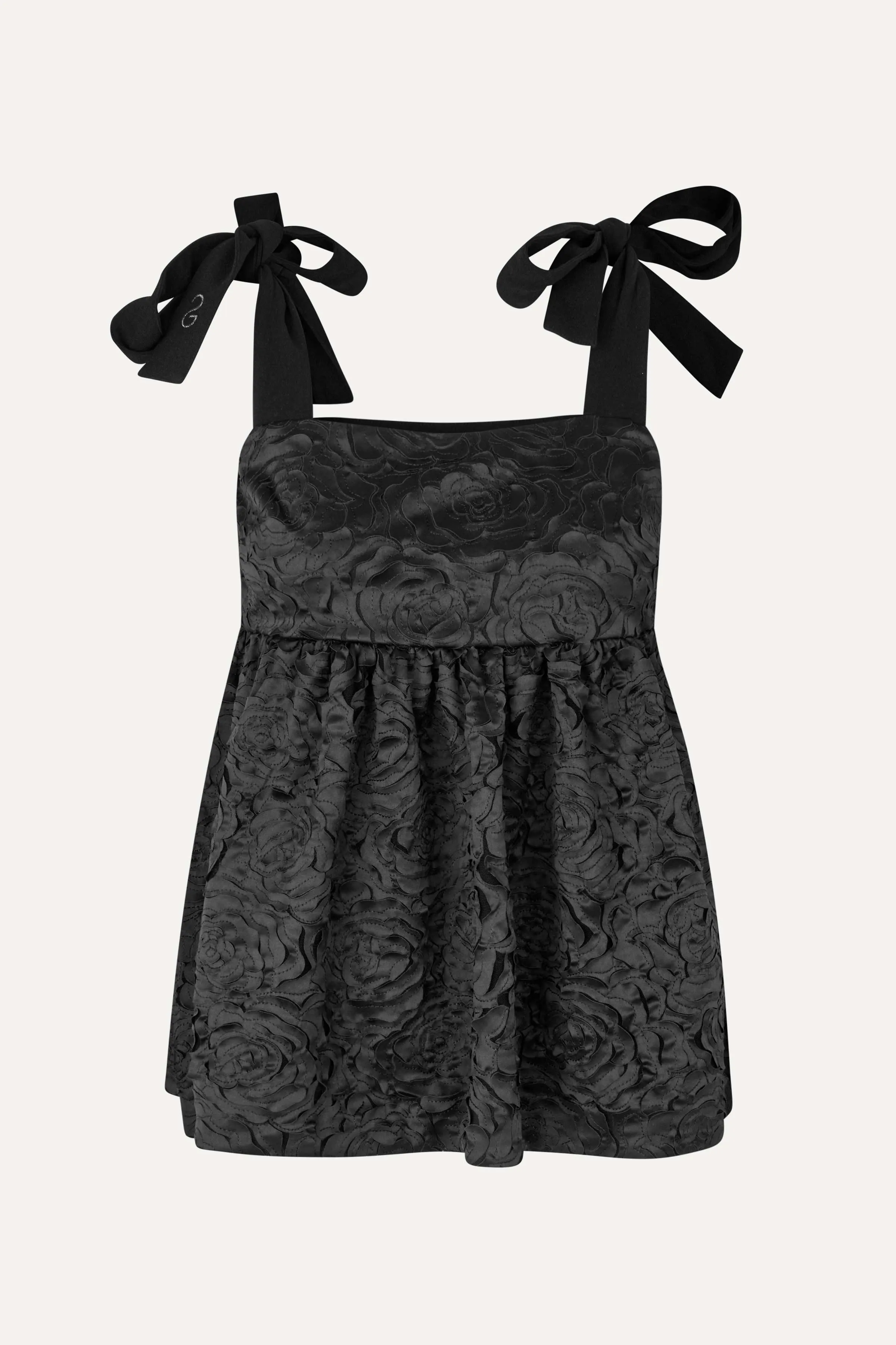 Contrasted Tie Top - Jet Black