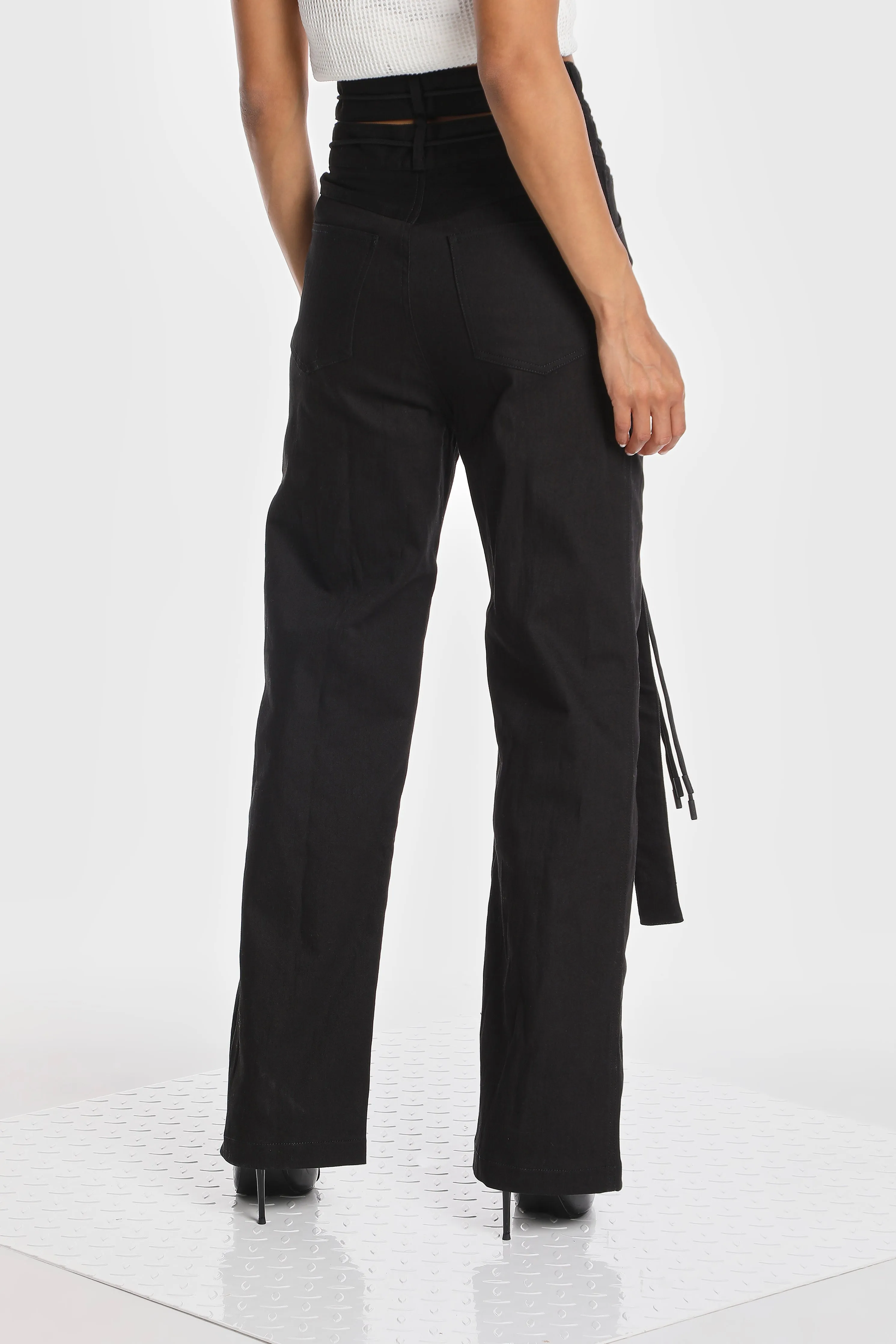DOUBLE WAIST DENIM PANTS
