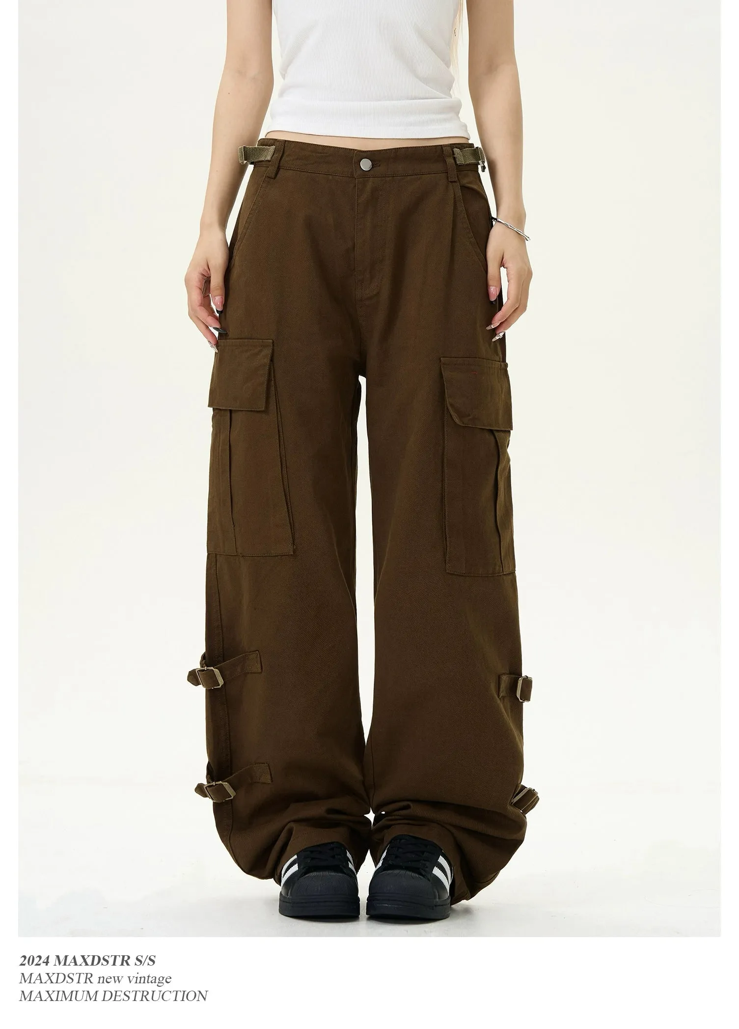 Elastic Side Straps Cargo Pants