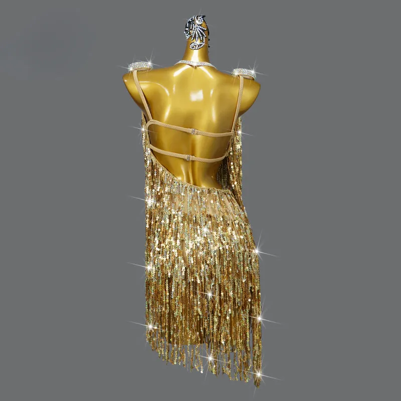 Gold Sequins Latin Dance Dress