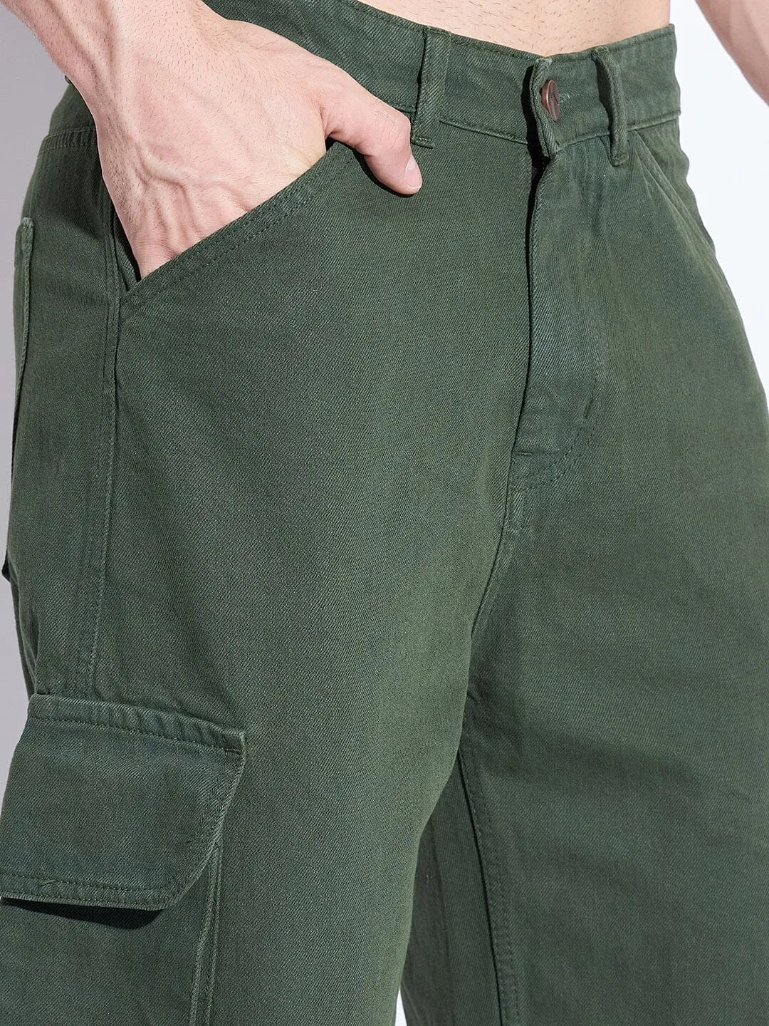 Green Washed Cargo Baggy Denim