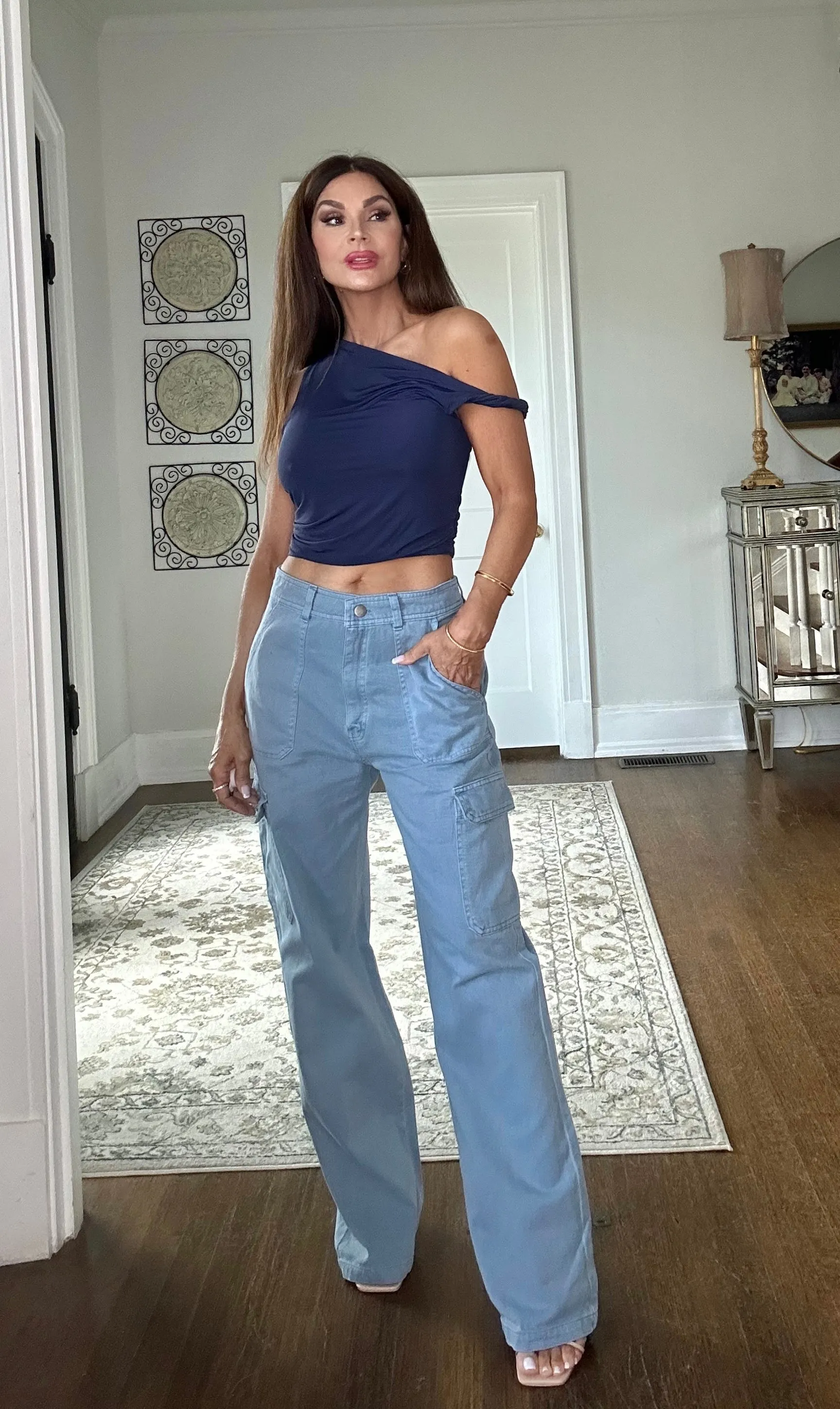 Harlow gray blue cargo pant