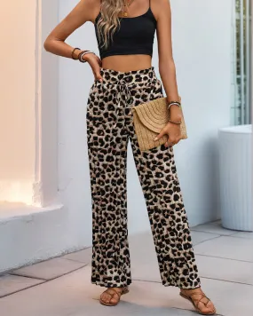 Leopard-Print Pleated Trousers