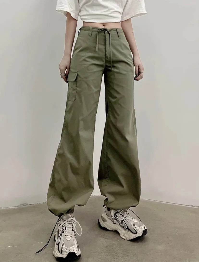 Loose Fit Army Green Cargo Pants