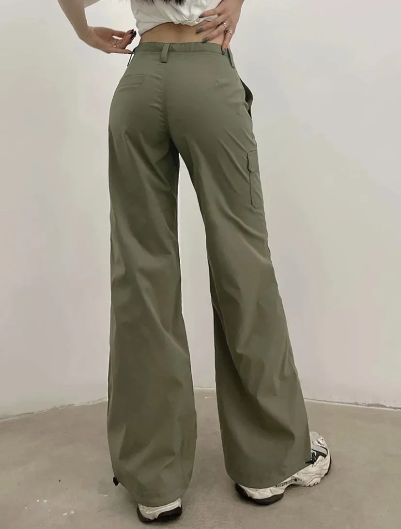 Loose Fit Army Green Cargo Pants