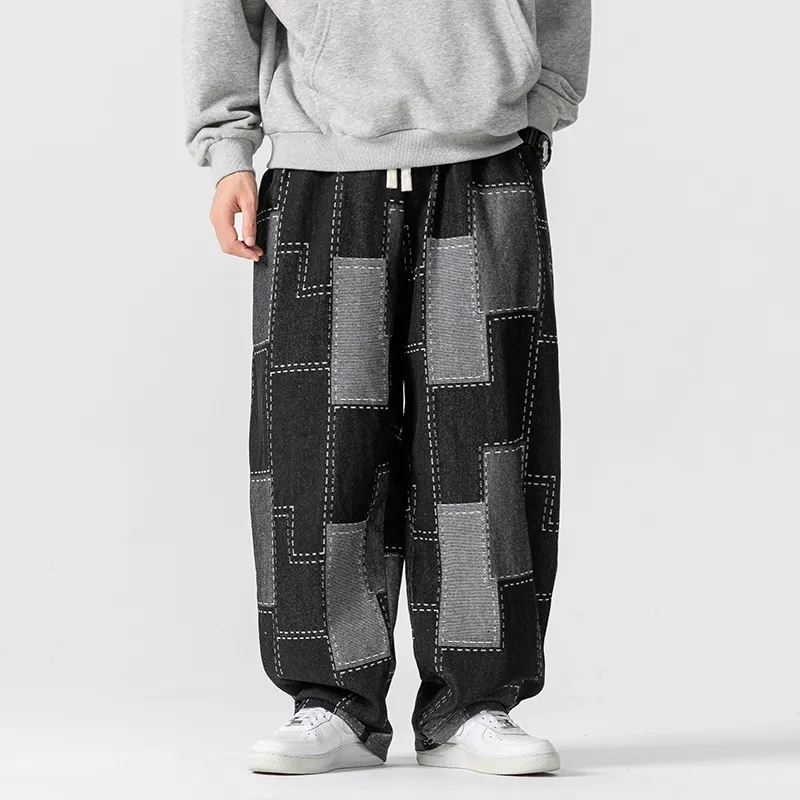 Loose - Wide Leg Patch Jacquard Pants