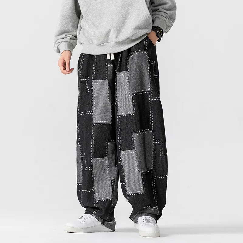 Loose - Wide Leg Patch Jacquard Pants