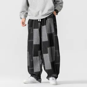 Loose - Wide Leg Patch Jacquard Pants