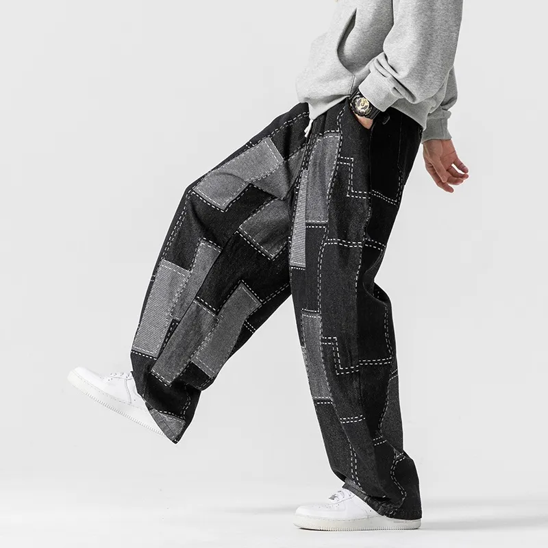Loose - Wide Leg Patch Jacquard Pants