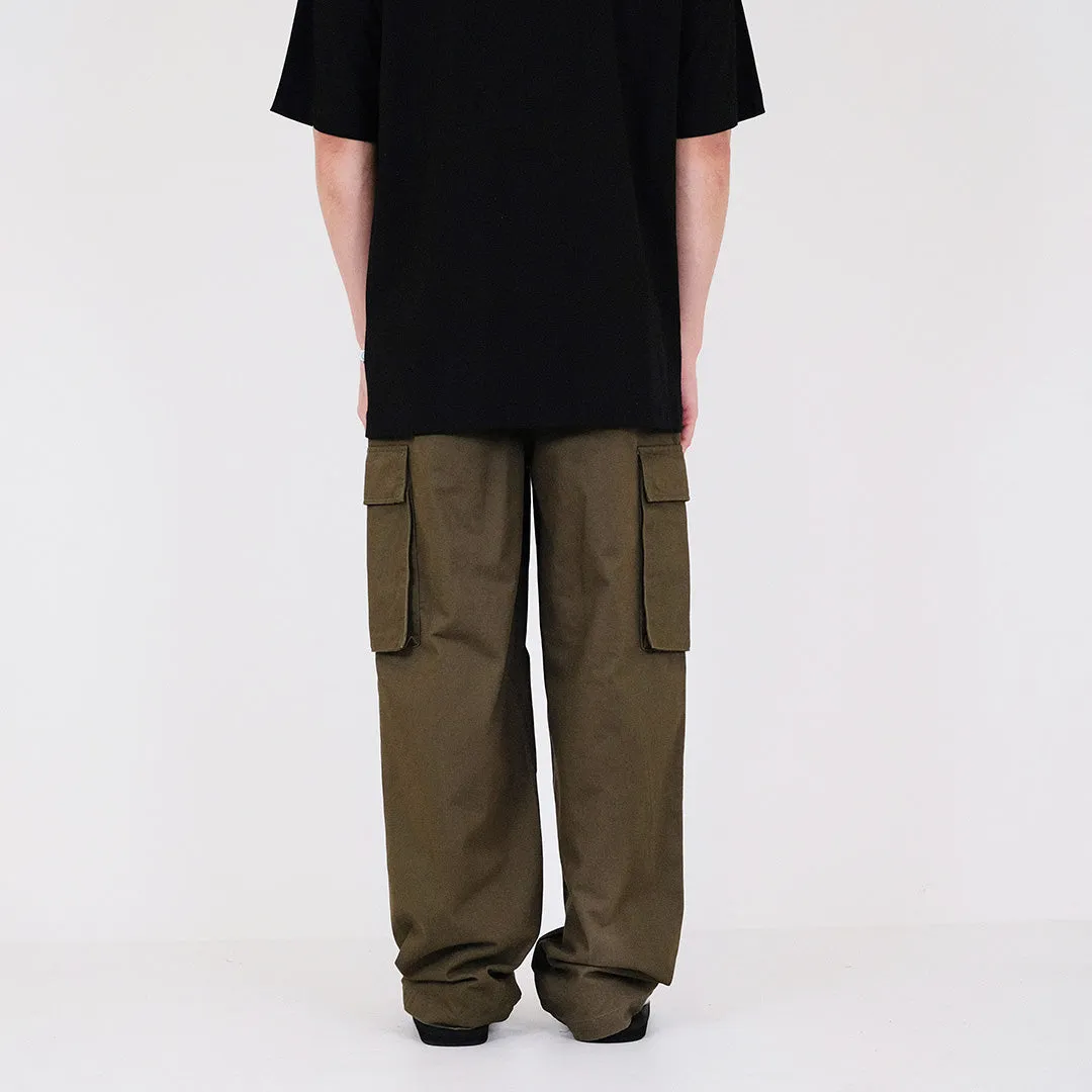 Men Wide Leg Cargo Long Pants - Army Green - SM2311179B