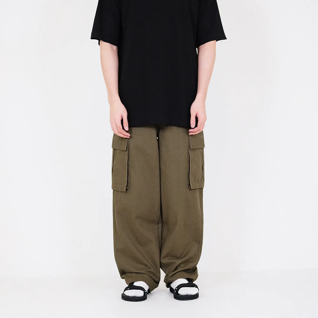 Men Wide Leg Cargo Long Pants - Army Green - SM2311179B