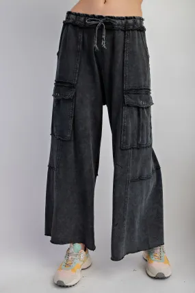 Mineral Washed Black Cargo Pants