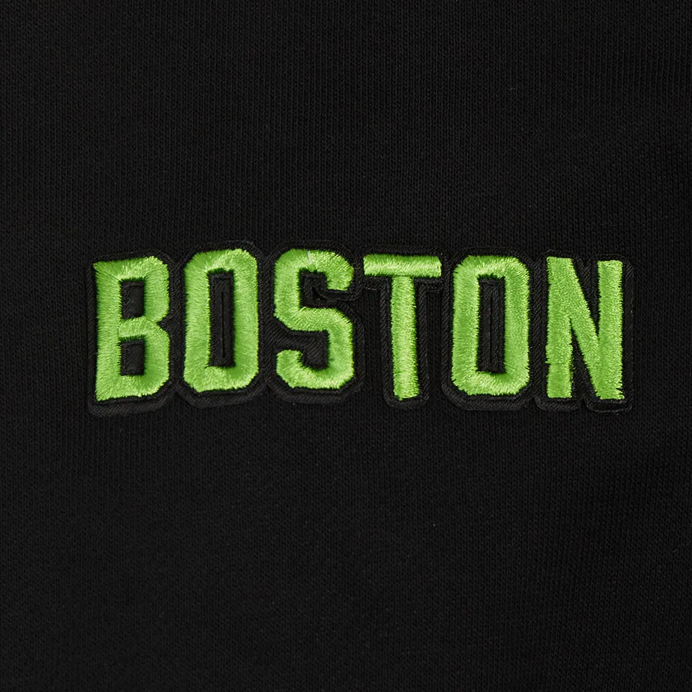 NBA BOSTON CELTICS CITY EDITION 24-25 WOMEN'S RIB FLC CROPPED PO HOODI (BLACK)
