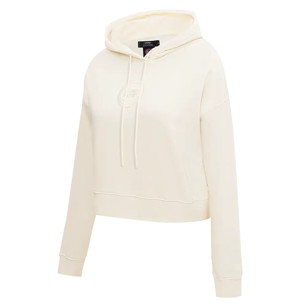 NBA DETROIT PISTONS NEUTRAL WOMEN'S CROPPED PO HOODIE (EGGSHELL)