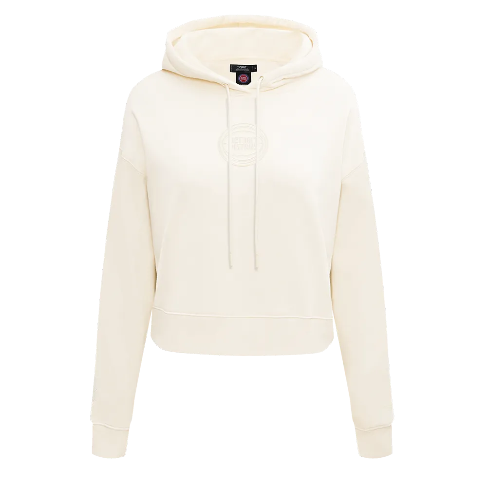 NBA DETROIT PISTONS NEUTRAL WOMEN'S CROPPED PO HOODIE (EGGSHELL)