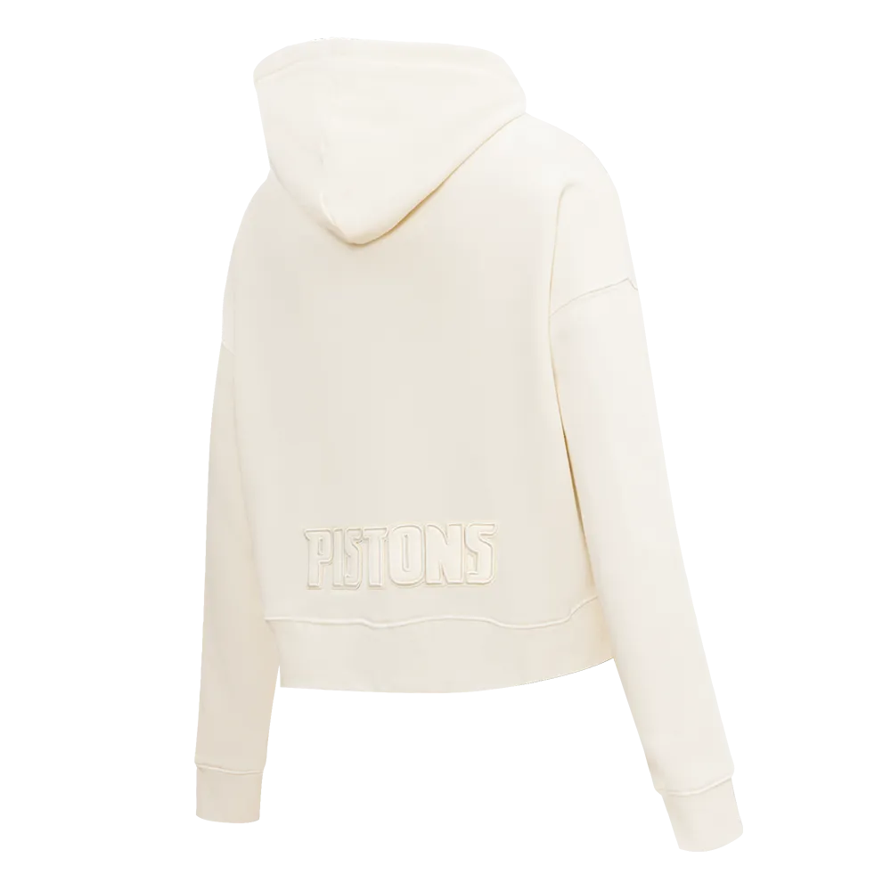 NBA DETROIT PISTONS NEUTRAL WOMEN'S CROPPED PO HOODIE (EGGSHELL)