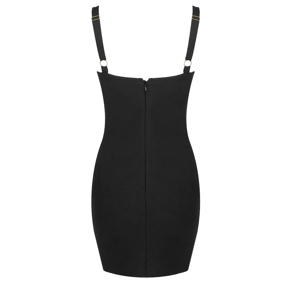 Trend4us Women's Chic Scallop-Trim Plunge Mini Dress