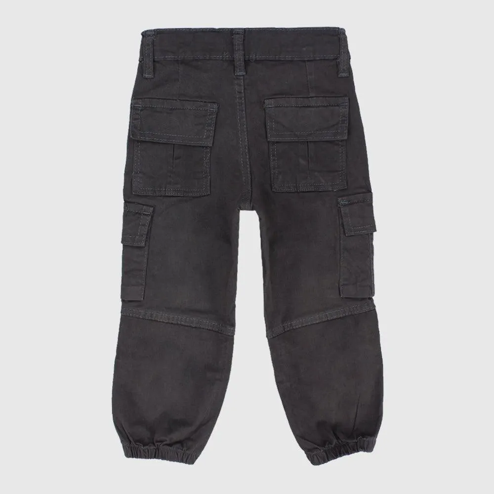 Unisex Charcoal Gabardine Cargo Pants