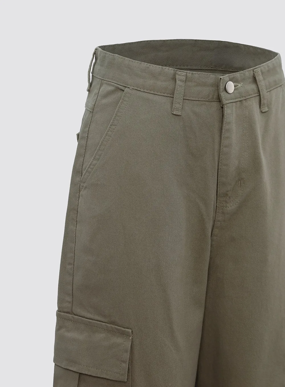 Wide Fit Cargo Cotton Pants IO312