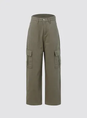 Wide Fit Cargo Cotton Pants IO312