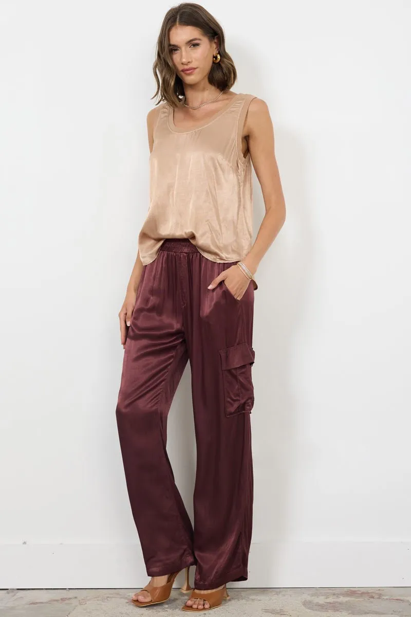 WIDE SILKY CARGO LONG PANT