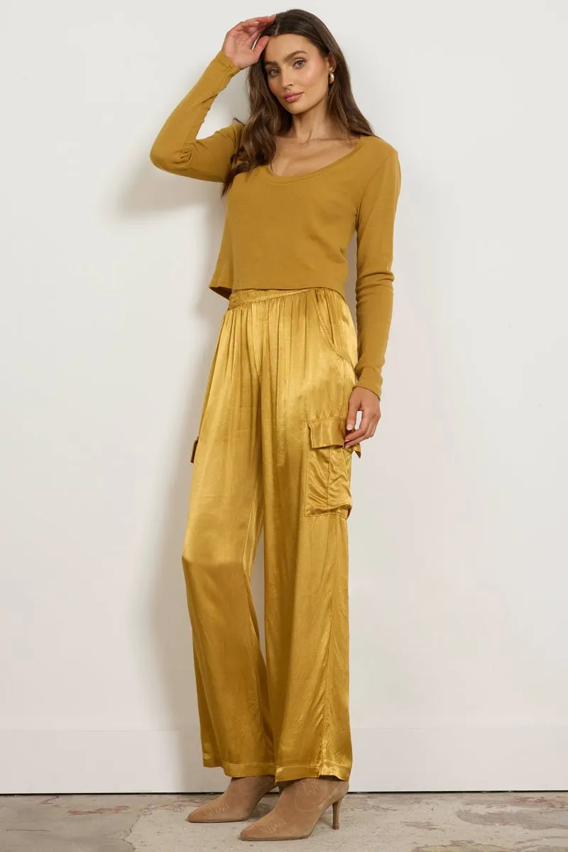 WIDE SILKY CARGO LONG PANT