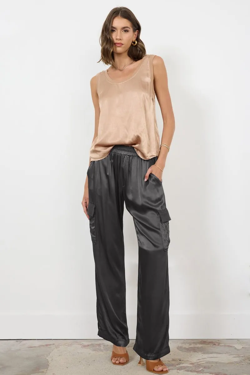 WIDE SILKY CARGO LONG PANT