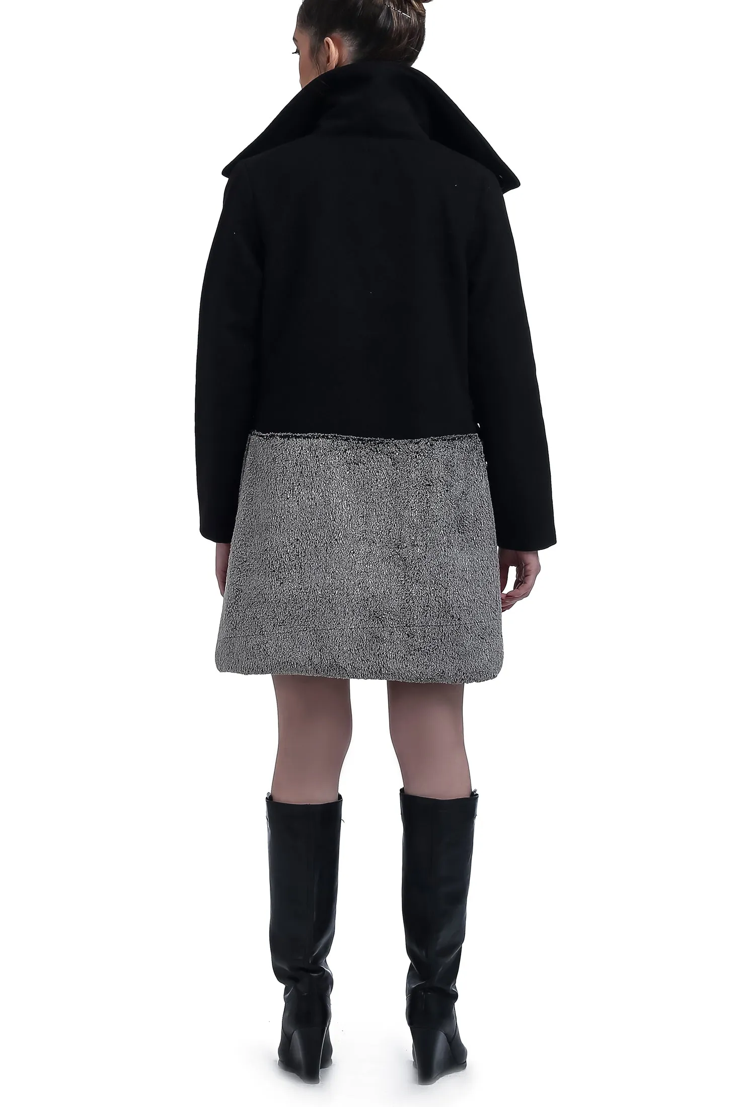 Wool Fur Coat - Black