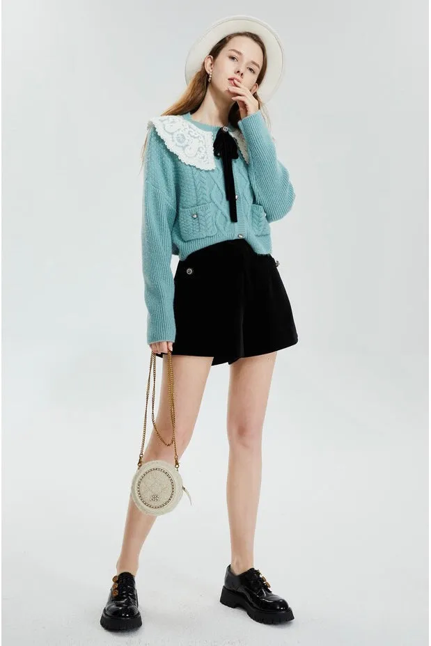 Wool Sweater W/ Crochet Collar